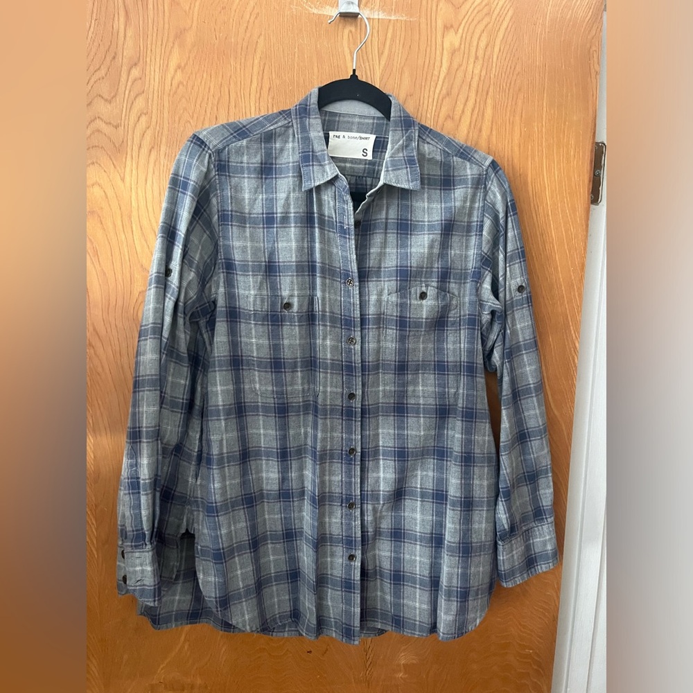 Rag and bone plaid button down shirt S